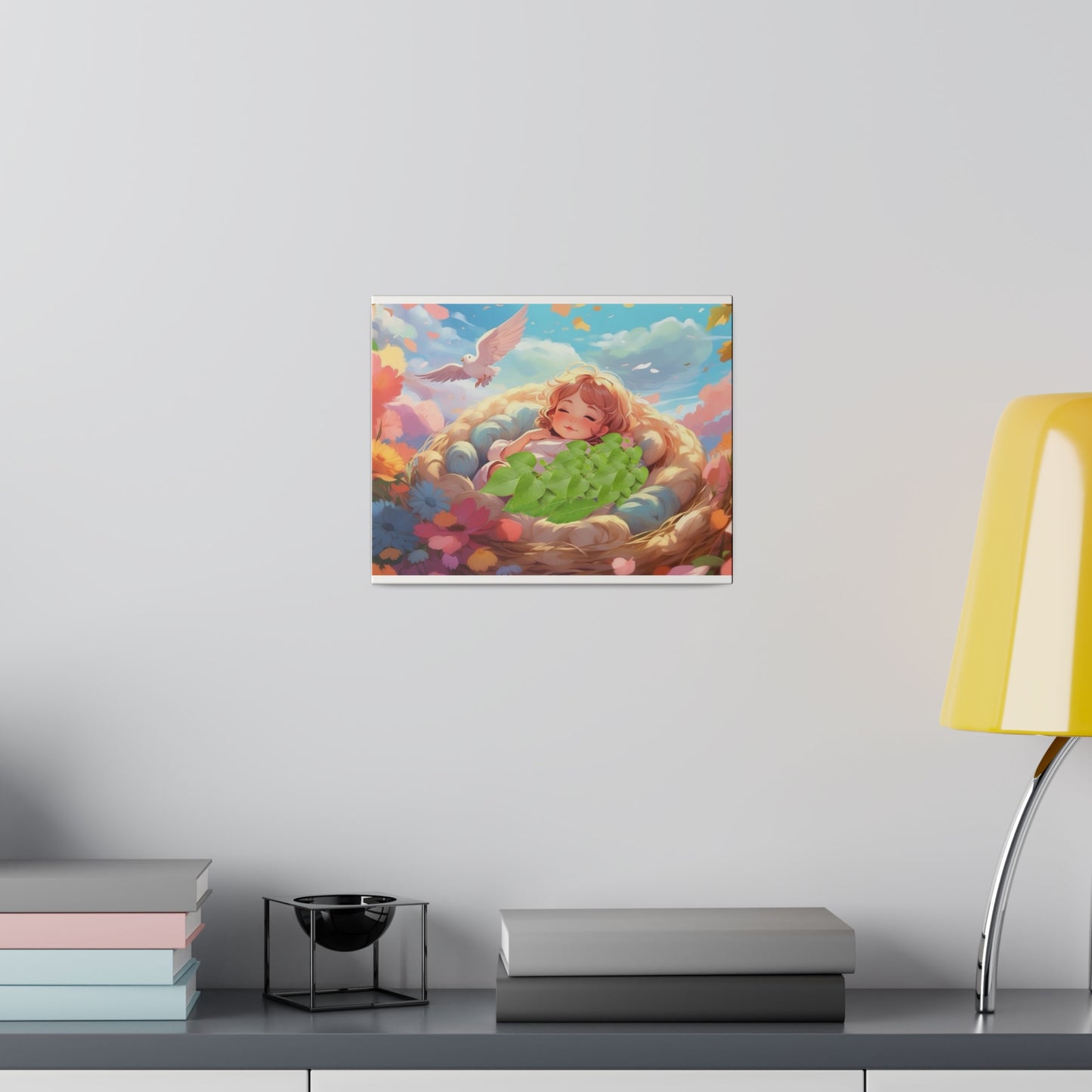 Peaceful Baby & Holy Spirit Dove Original Artwork Matte Canvas