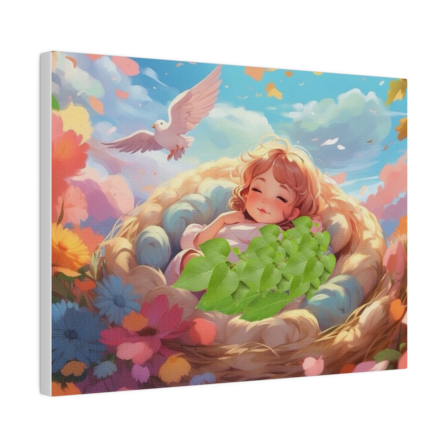 Peaceful Baby & Holy Spirit Dove Original Artwork Matte Canvas