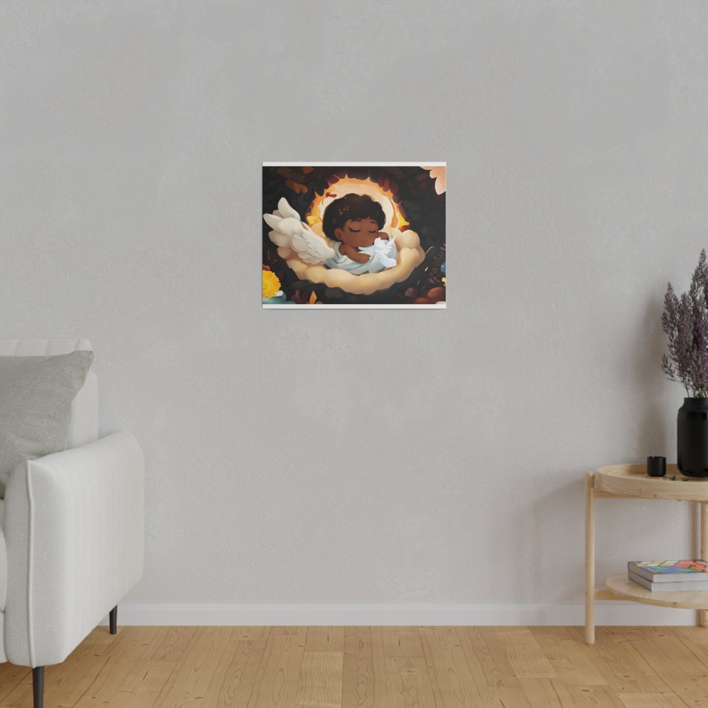 Sleeping Baby & Holy Spirit Dove Original Artwork Matte Canvas