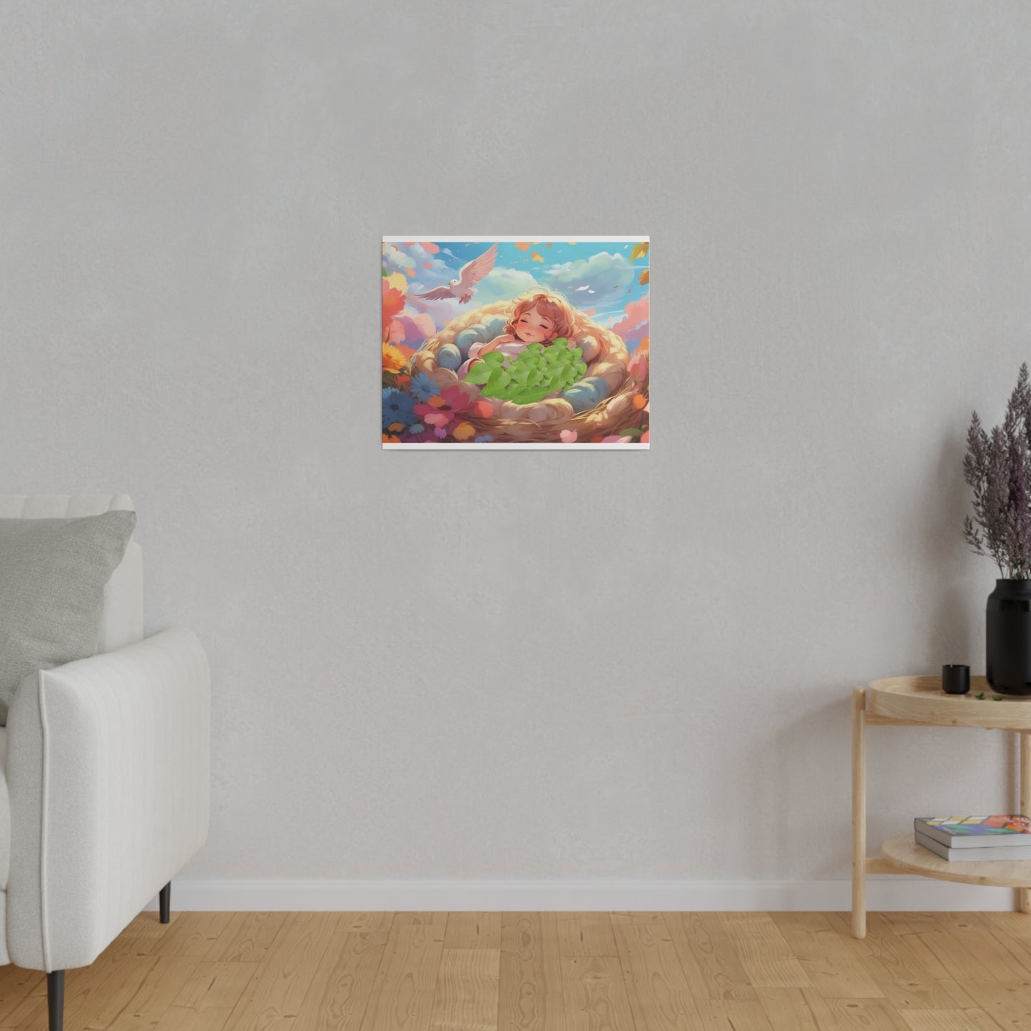 Peaceful Baby & Holy Spirit Dove Original Artwork Matte Canvas