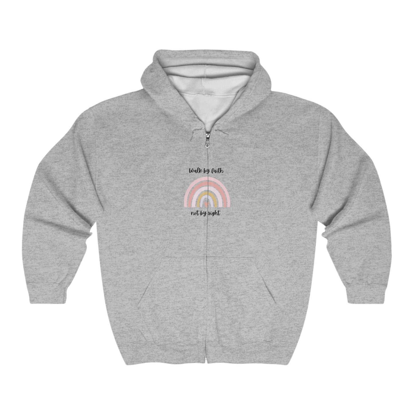 Walk By Faith Rainbow Unisex Full Zip Hooded Sweatshirt