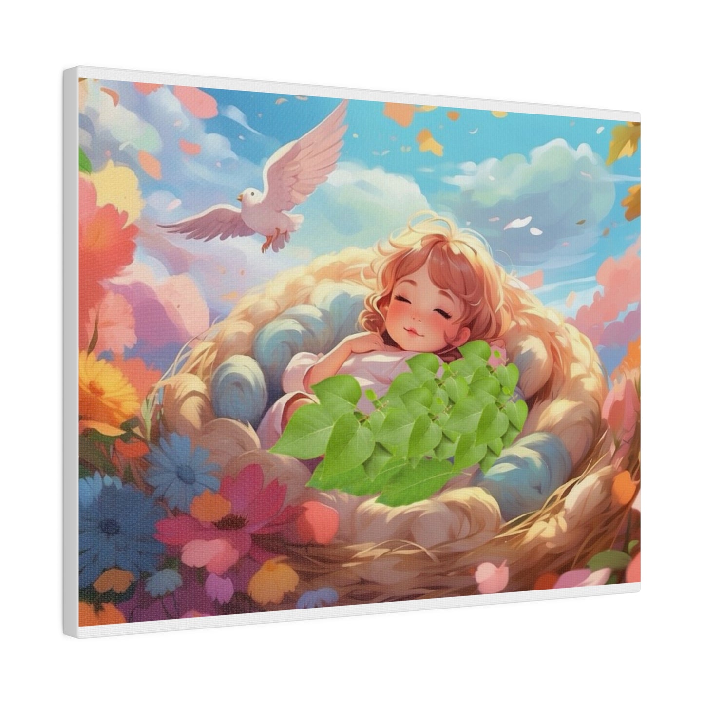 Peaceful Baby & Holy Spirit Dove Original Artwork Matte Canvas