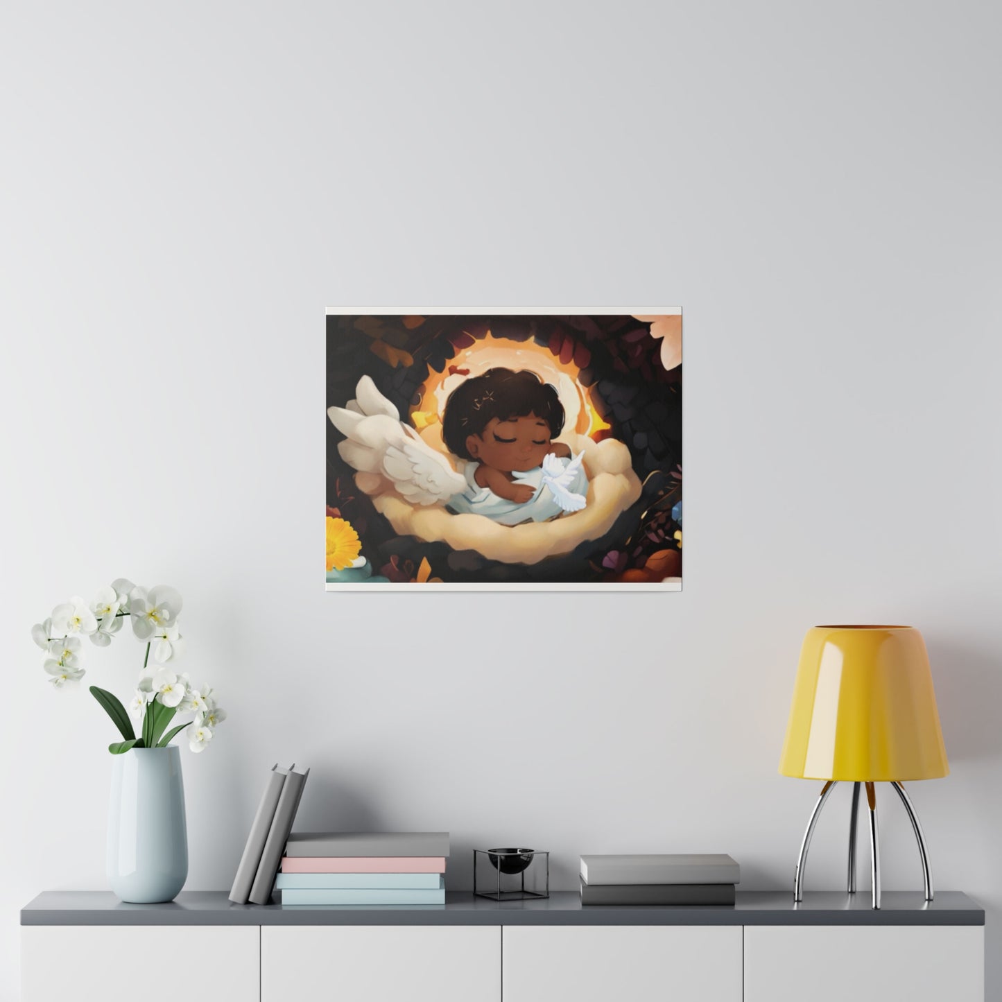 Sleeping Baby & Holy Spirit Dove Original Artwork Matte Canvas