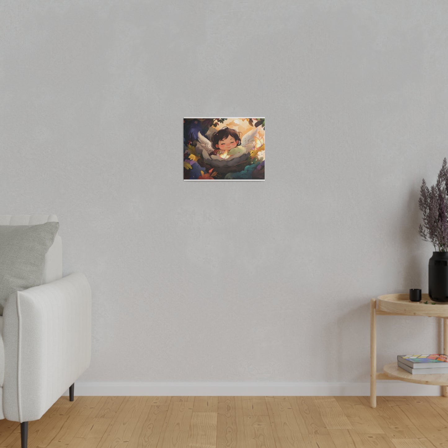 Sleeping Baby & Glowing Butterflies Original Artwork Matte Canvas