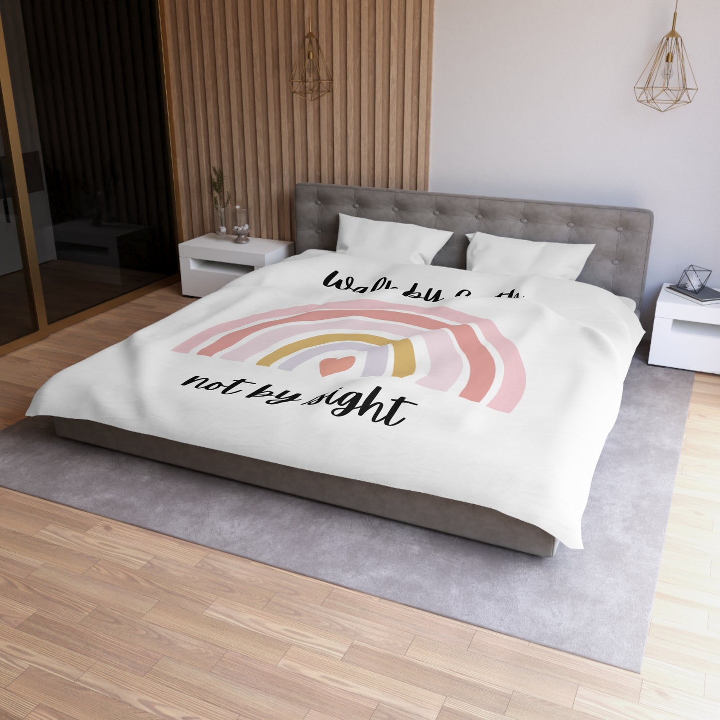 Walk By Faith Rainbow Microfiber Duvet Cover