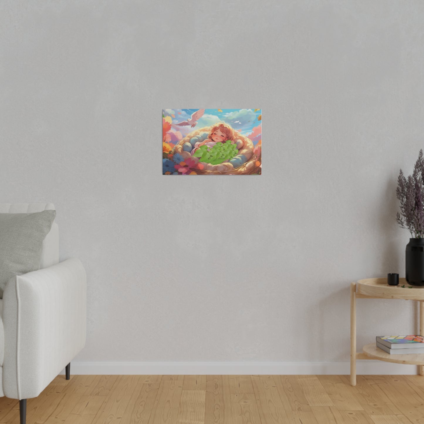 Peaceful Baby & Holy Spirit Dove Original Artwork Matte Canvas
