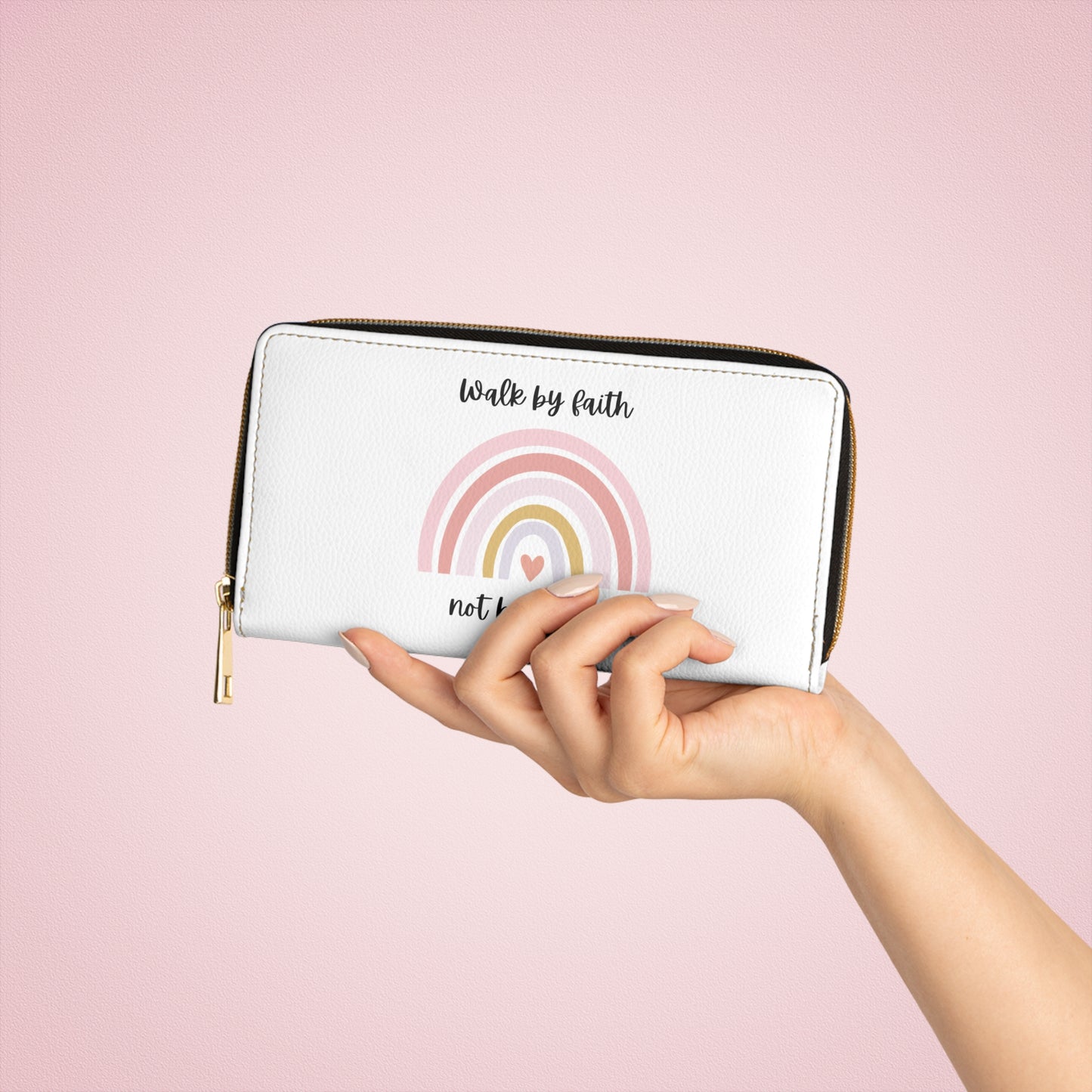 Walk By Faith Rainbow Zipper Wallet
