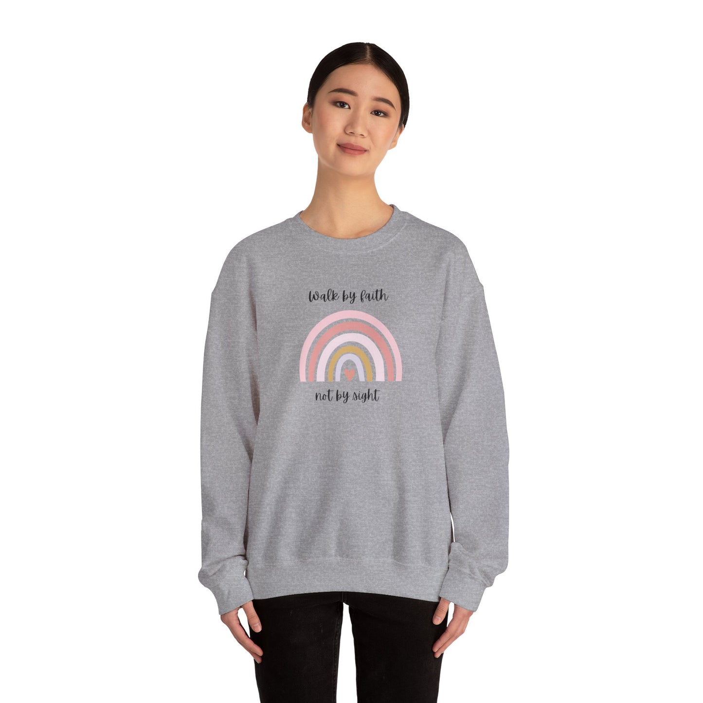 Walk By Faith Rainbow Unisex Crewneck Sweatshirt