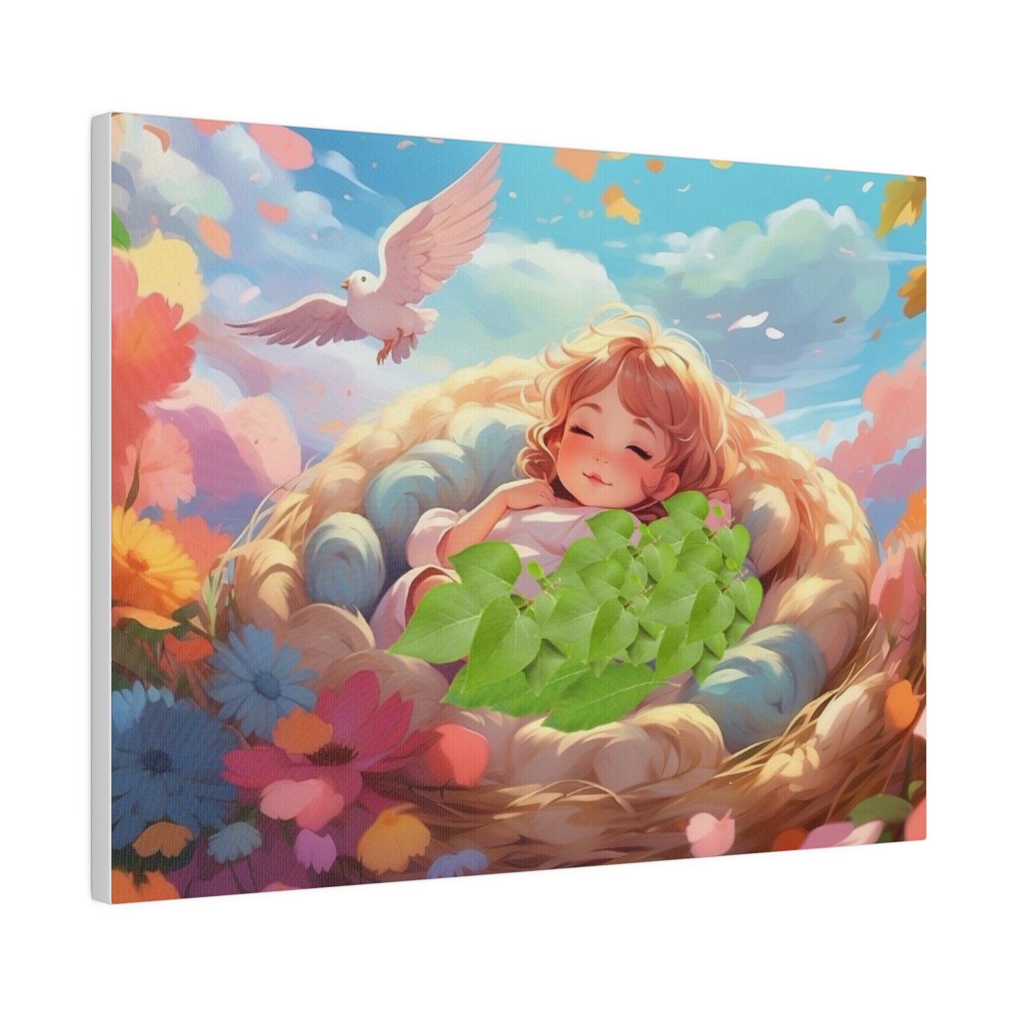 Peaceful Baby & Holy Spirit Dove Original Artwork Matte Canvas