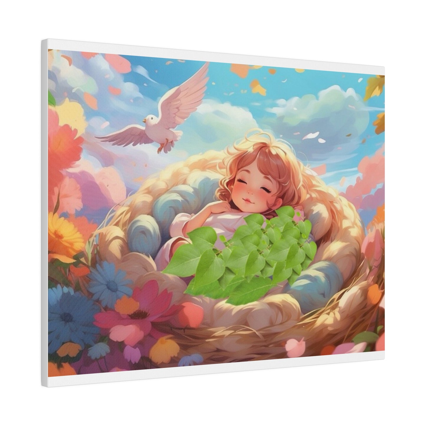Peaceful Baby & Holy Spirit Dove Original Artwork Matte Canvas