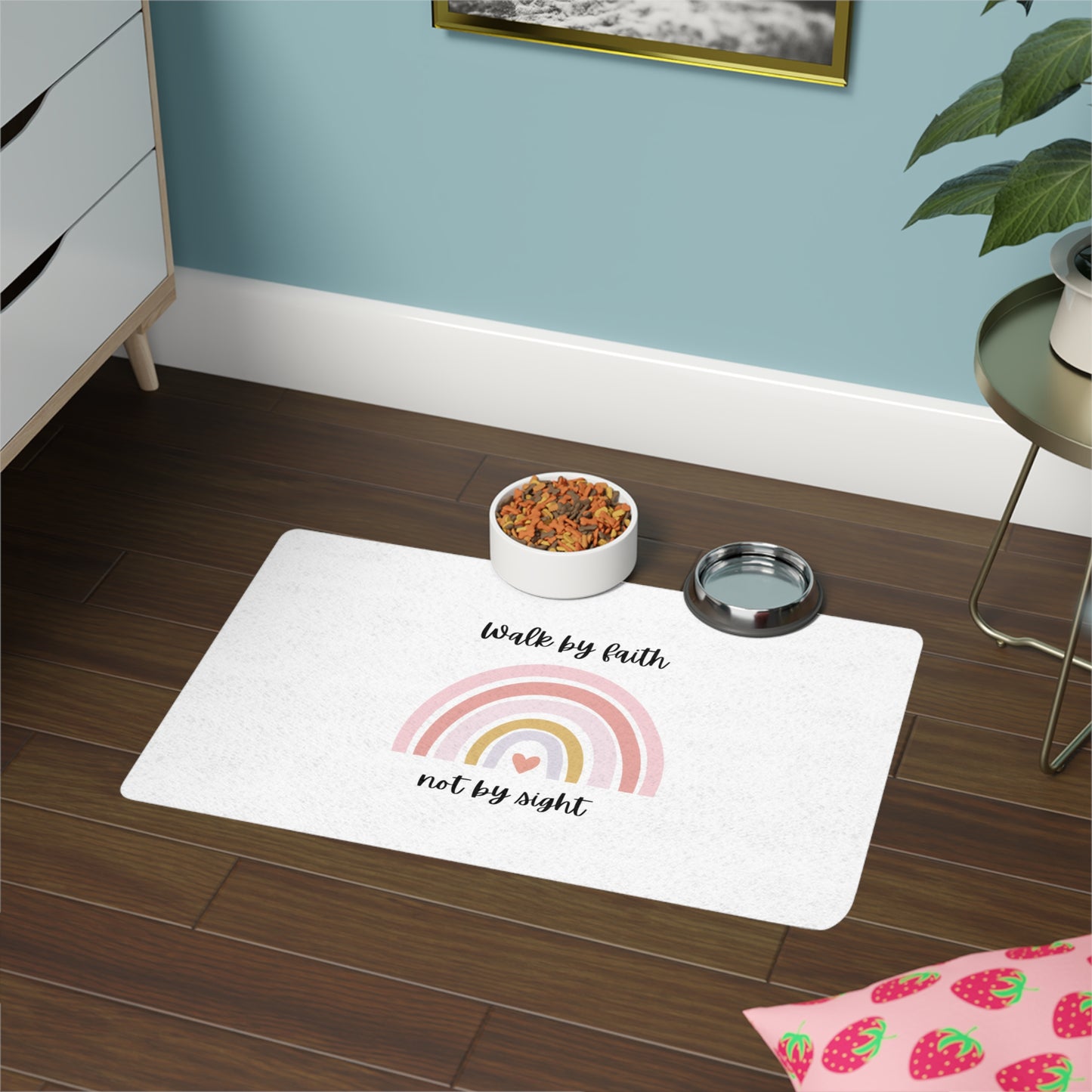 Walk By Faith Rainbow Pet Food Mat
