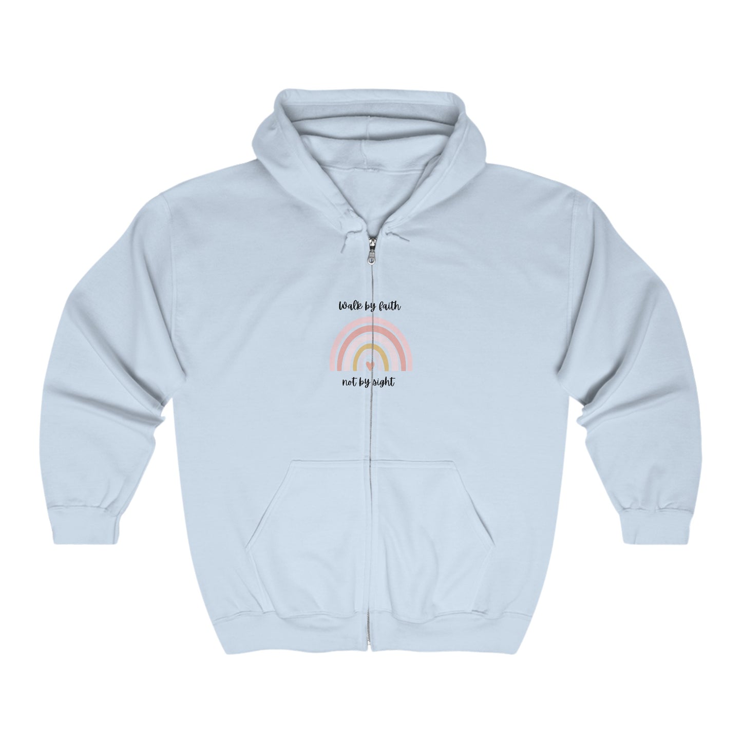 Walk By Faith Rainbow Unisex Full Zip Hooded Sweatshirt
