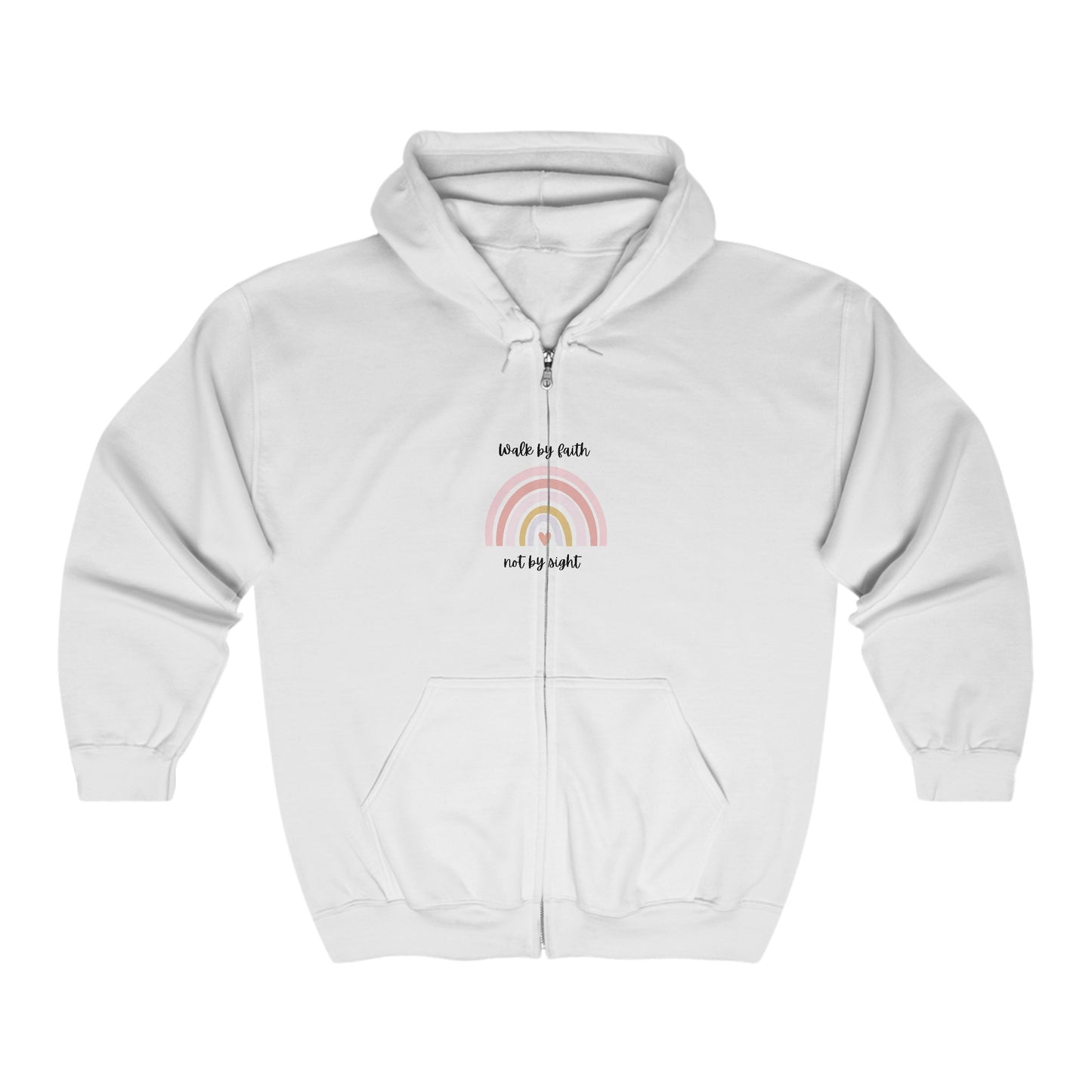 Walk By Faith Rainbow Unisex Full Zip Hooded Sweatshirt