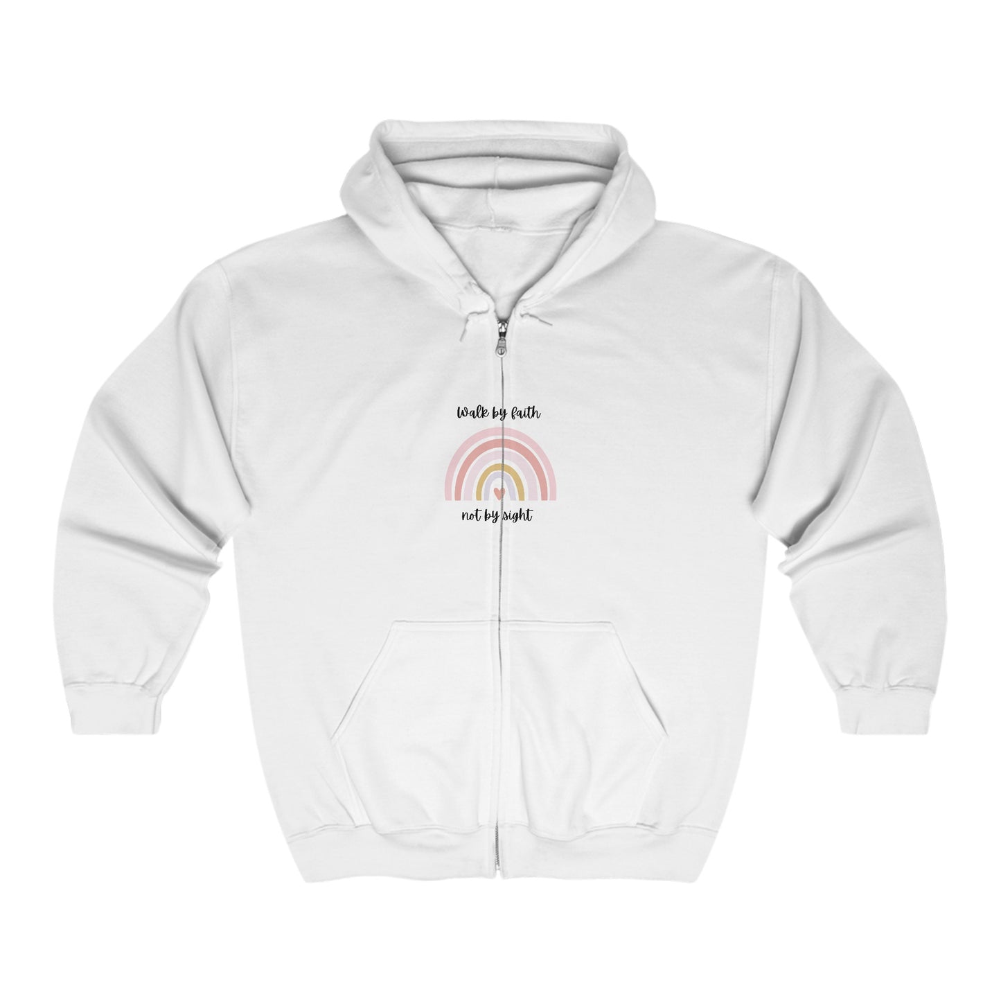 Walk By Faith Rainbow Unisex Full Zip Hooded Sweatshirt