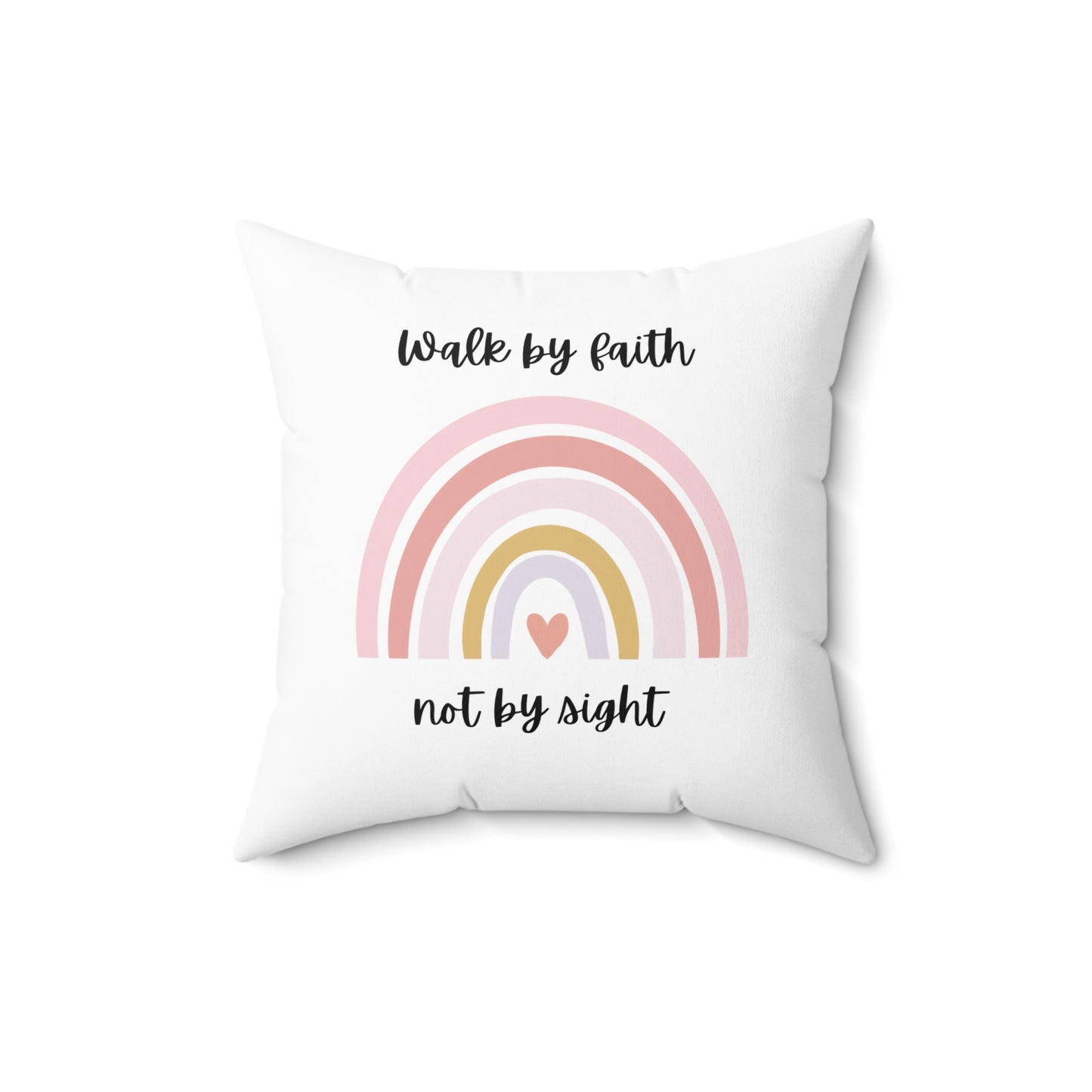 Walk By Faith Rainbow Square Pillow