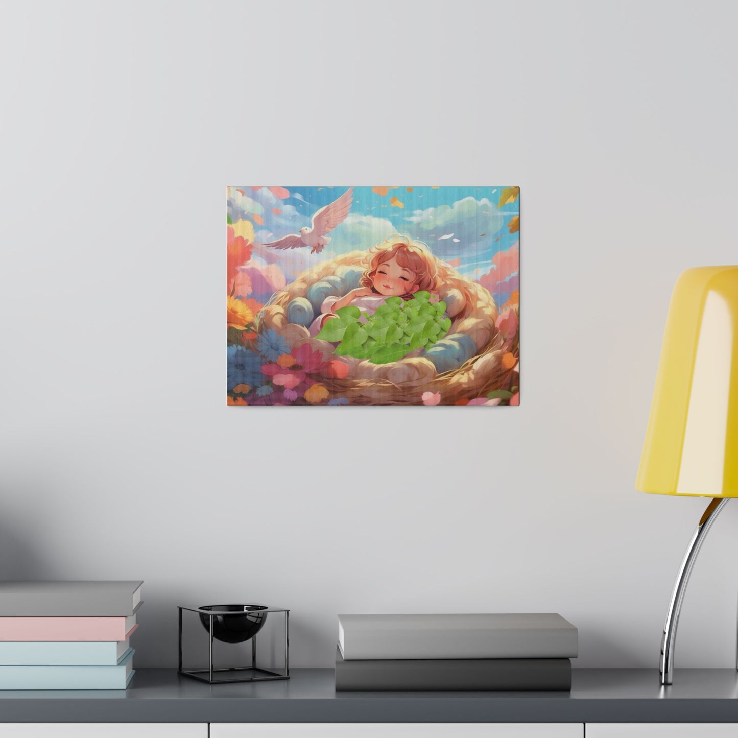 Peaceful Baby & Holy Spirit Dove Original Artwork Matte Canvas