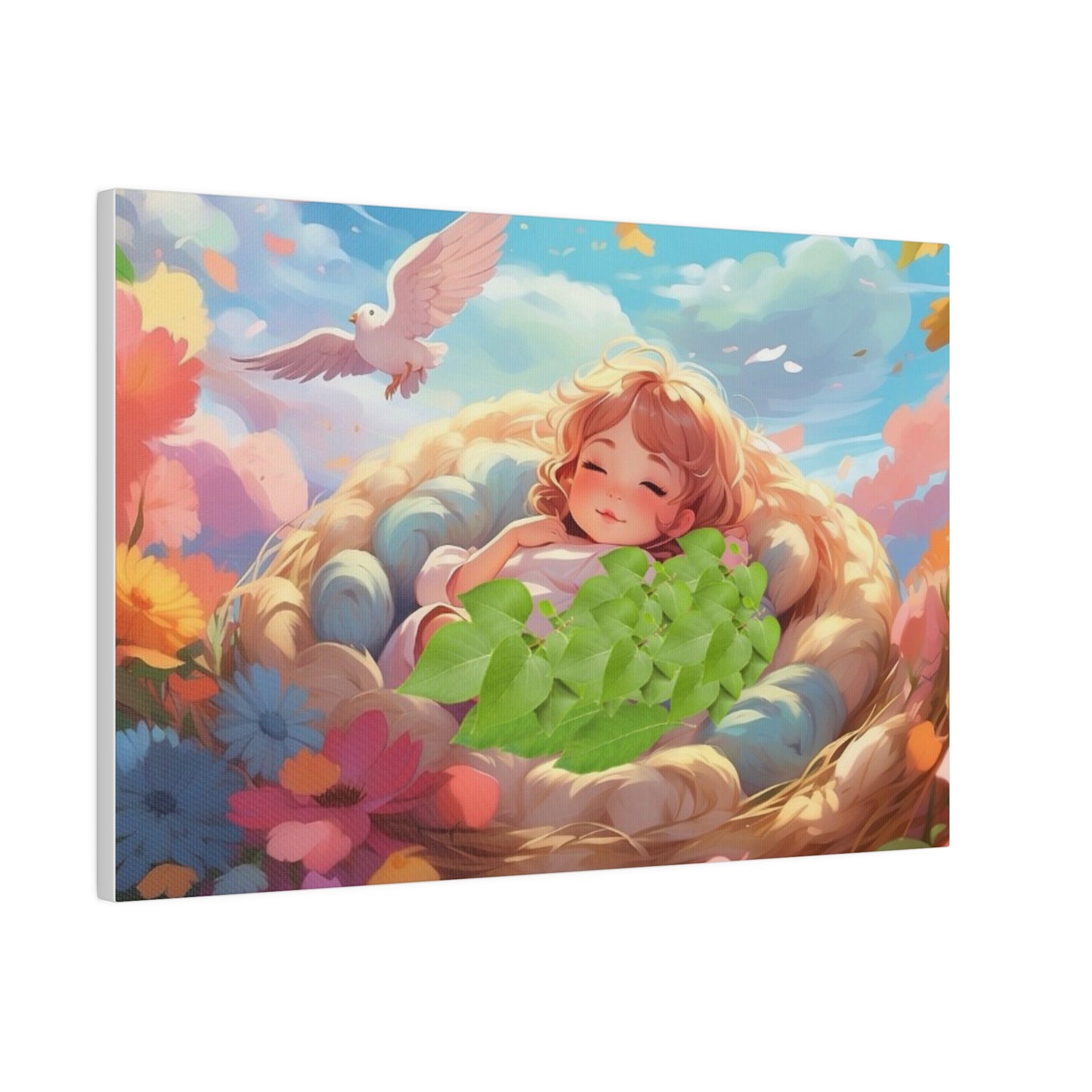Peaceful Baby & Holy Spirit Dove Original Artwork Matte Canvas