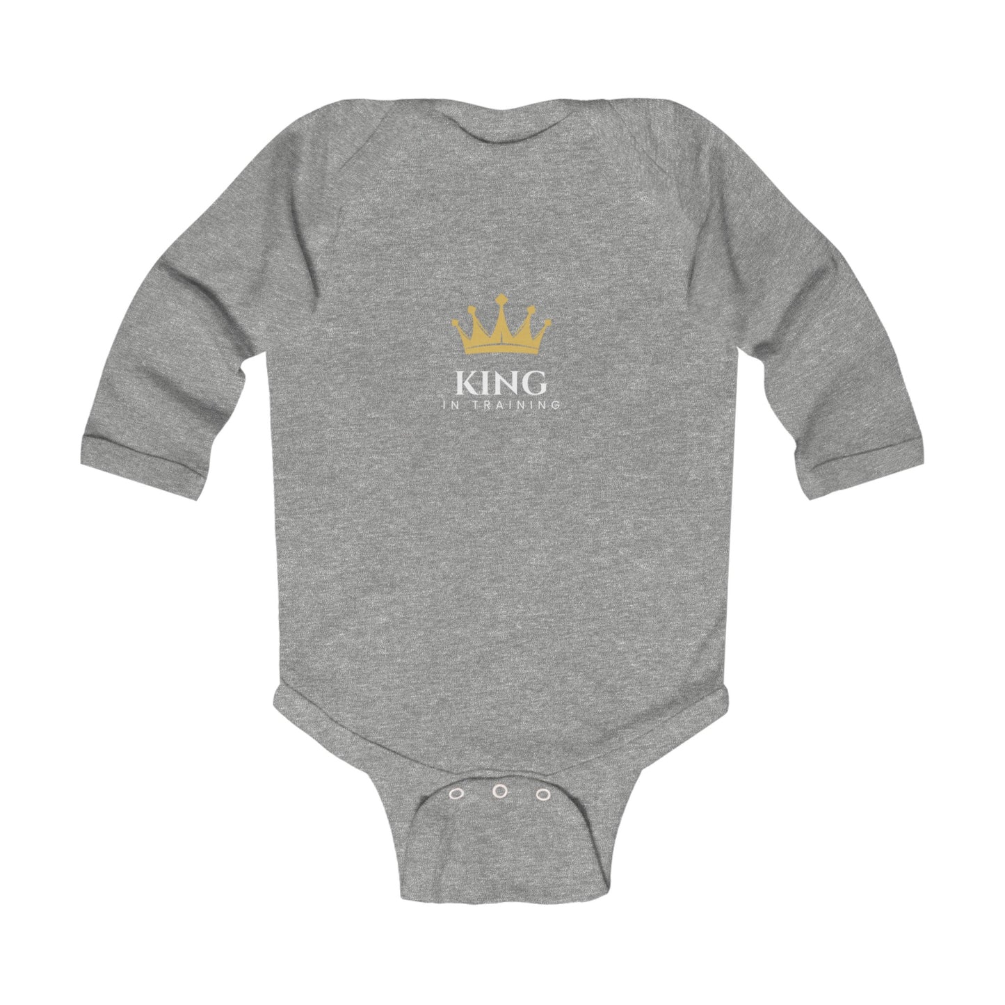 King in Training White Font Infant Long Sleeve Bodysuit