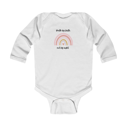 Walk By Faith Rainbow Infant Long Sleeve Bodysuit