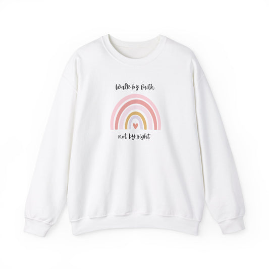 Walk By Faith Rainbow Unisex Crewneck Sweatshirt