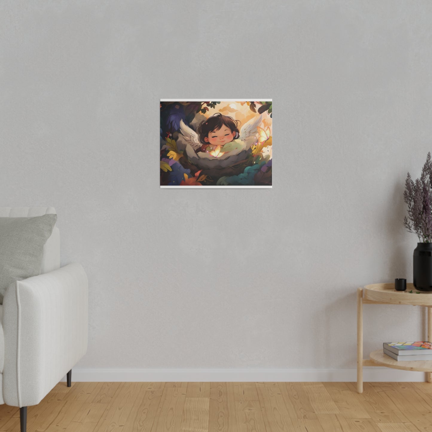 Sleeping Baby & Glowing Butterflies Original Artwork Matte Canvas