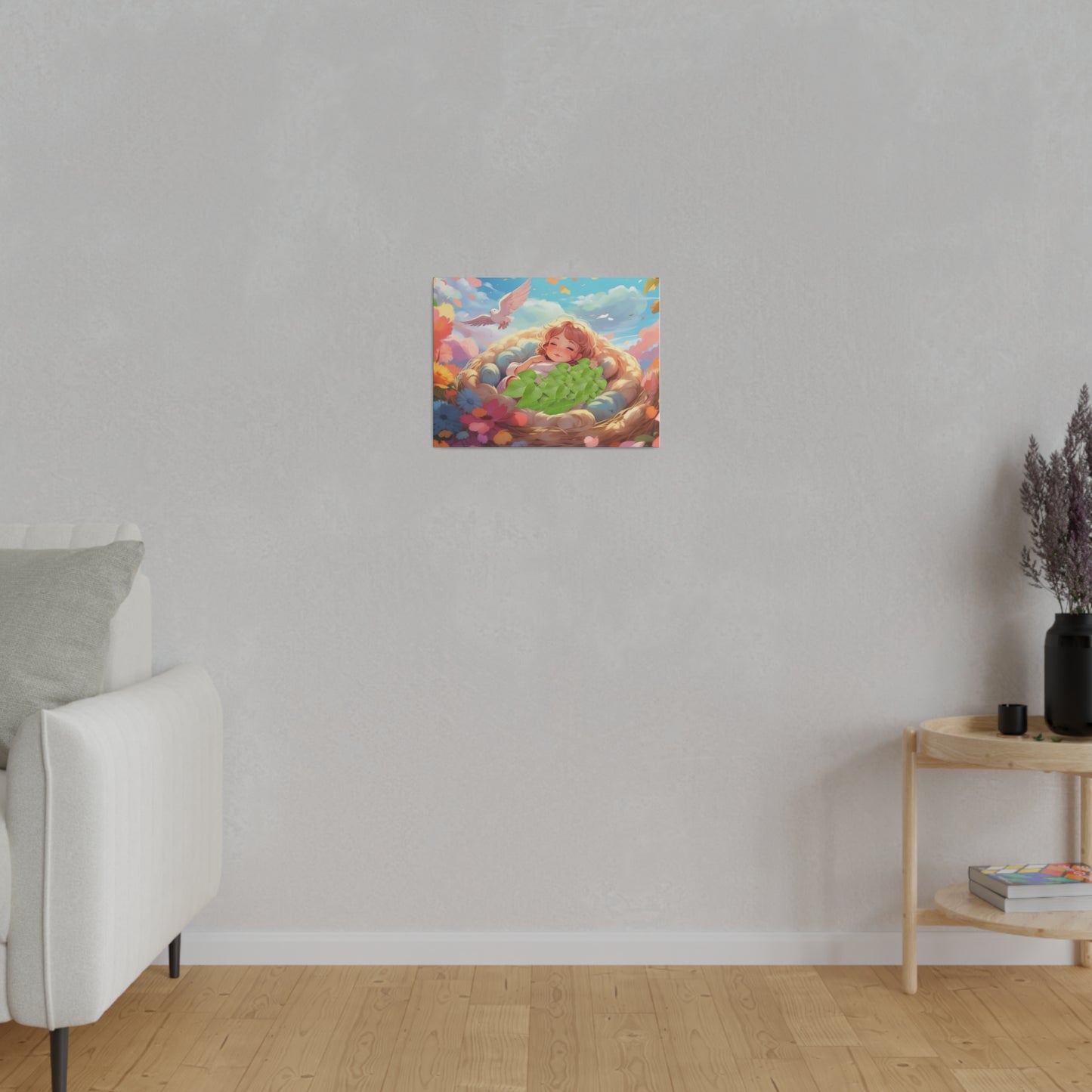 Peaceful Baby & Holy Spirit Dove Original Artwork Matte Canvas