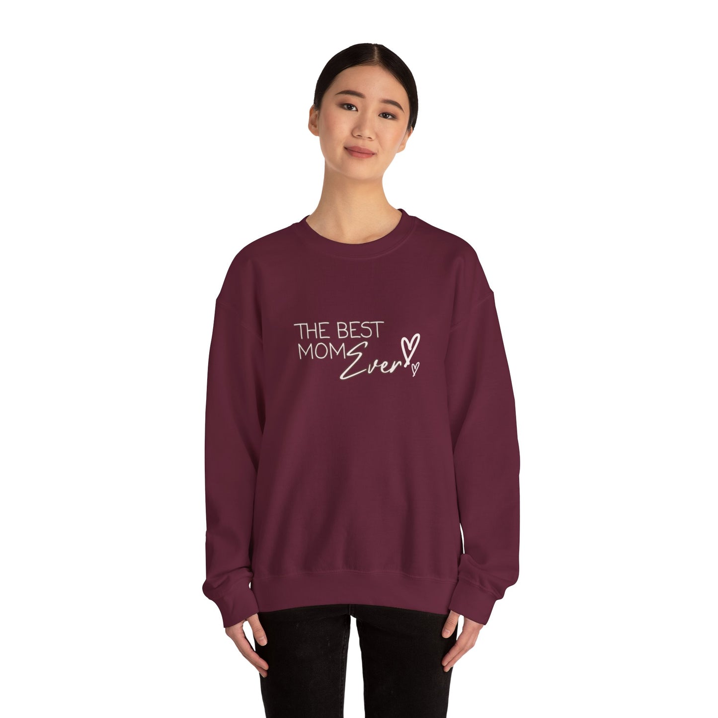 Best Mom Ever Hearts Heavy Blend™ Crewneck Sweatshirt