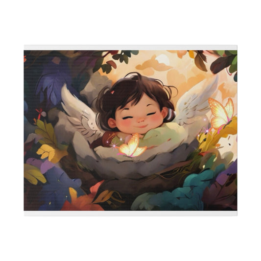 Sleeping Baby & Glowing Butterflies Original Artwork Matte Canvas