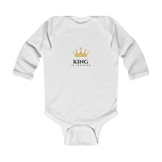 King in Training Black Font Infant Long Sleeve Bodysuit