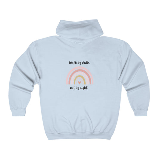 Walk By Faith Rainbow Unisex Full Zip Hooded Sweatshirt