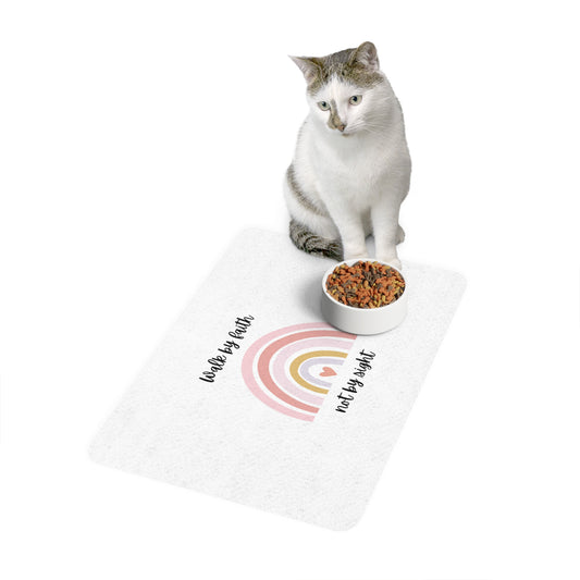 Walk By Faith Rainbow Pet Food Mat