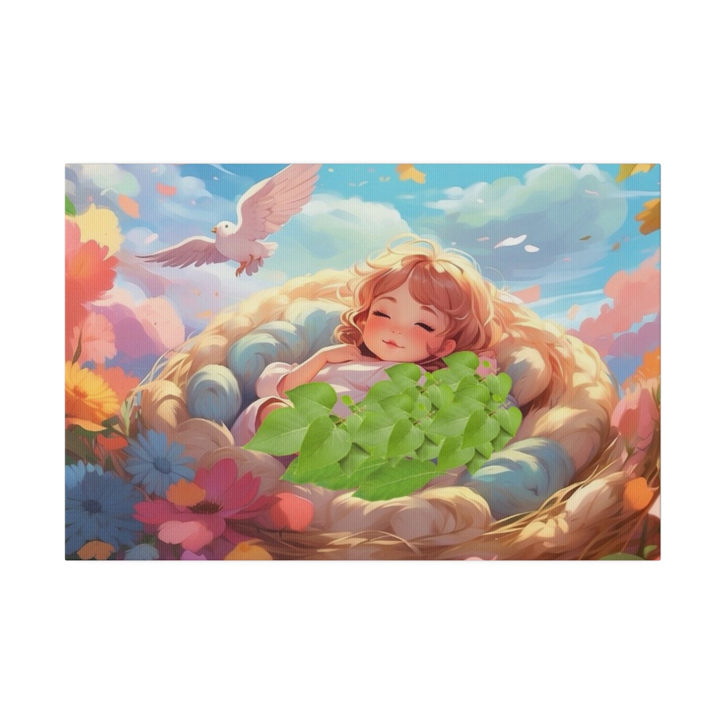 Peaceful Baby & Holy Spirit Dove Original Artwork Matte Canvas