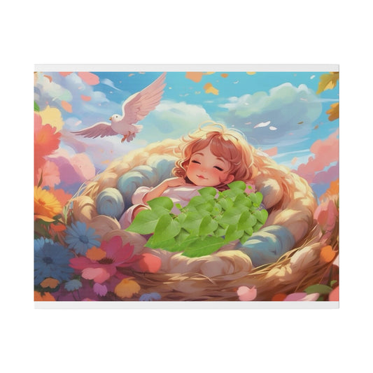 Peaceful Baby & Holy Spirit Dove Original Artwork Matte Canvas