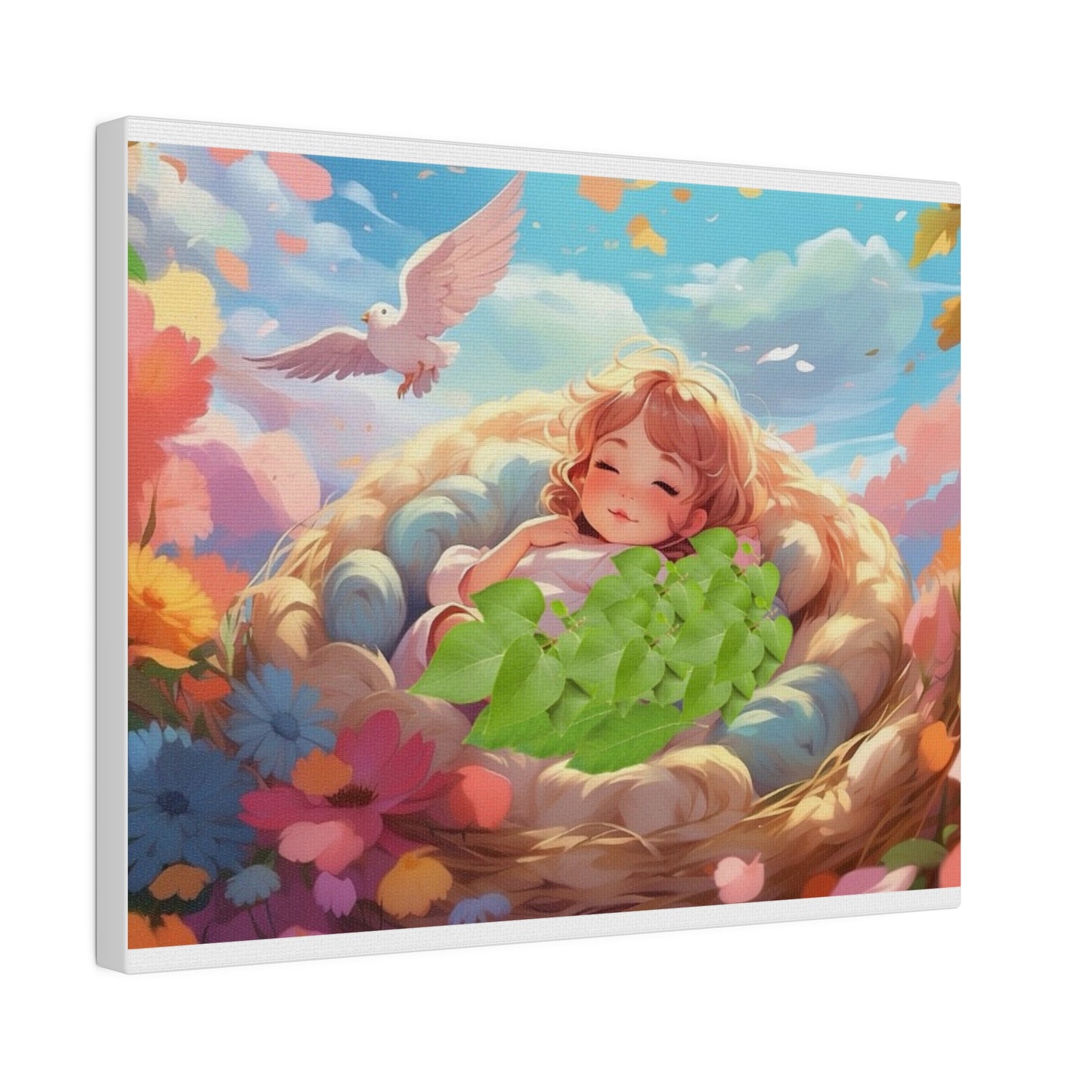 Peaceful Baby & Holy Spirit Dove Original Artwork Matte Canvas